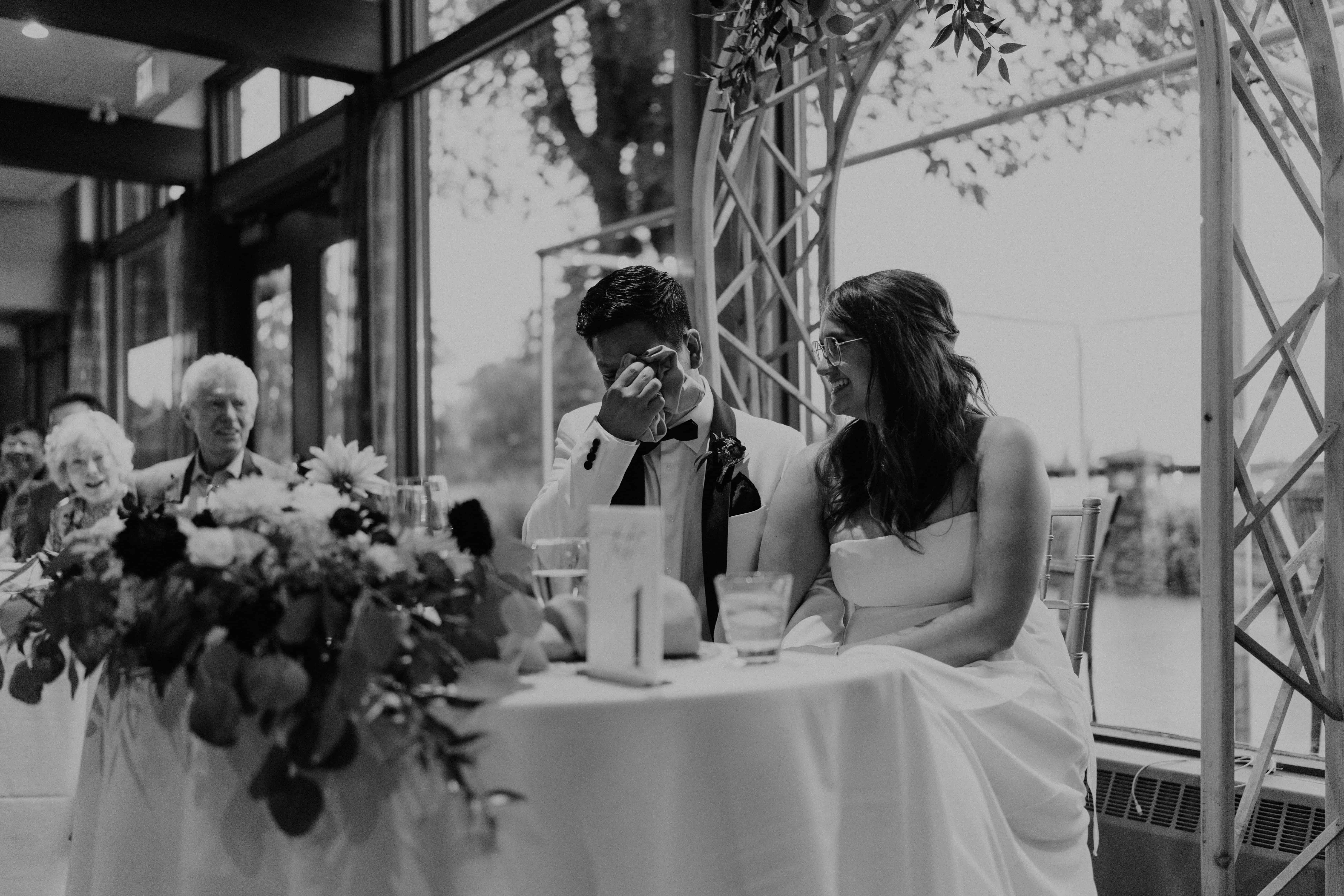 emotional groom during speeches, documentary wedding photography