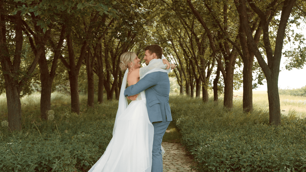 bride and groom first kiss at coutts centre